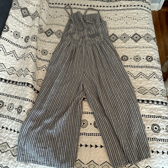 Old Navy Medium Blue and White striped romper - Picture 2 of 5